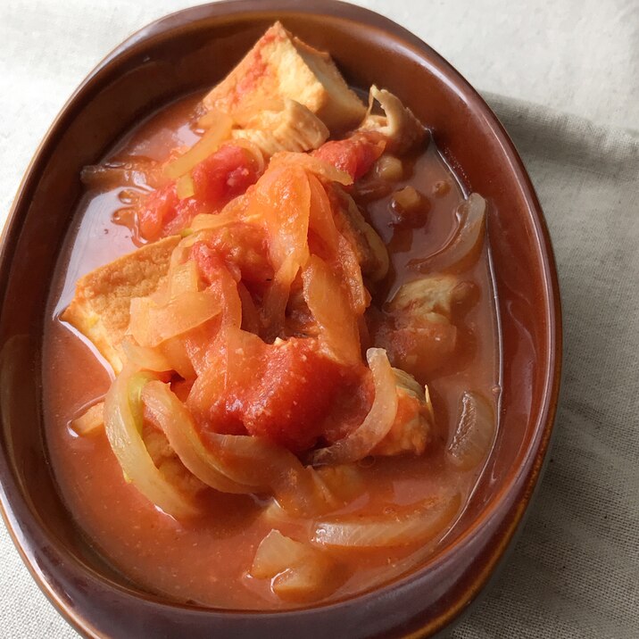 鶏肉と厚揚げのトマト味噌煮